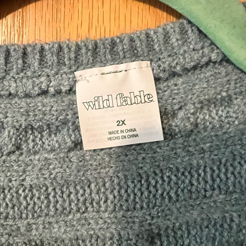 Wild Fable Oversized Cable Knit Shrug - Turquoise Blue - Picture 3 of 4